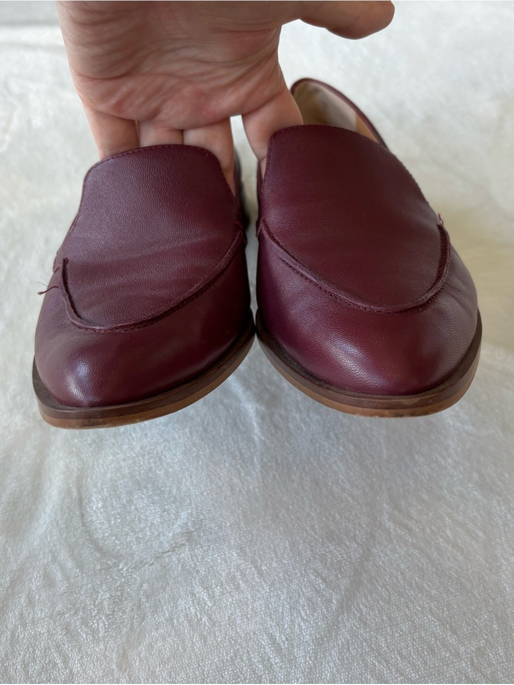 J. Crew Women’s Burgundy Leather Pointed Loafers - Picture 3 of 9